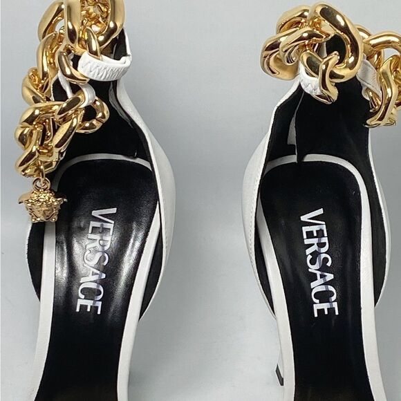 Versace Chain & Leather High-Heel Sandals size 39 - Picture 5 of 13
